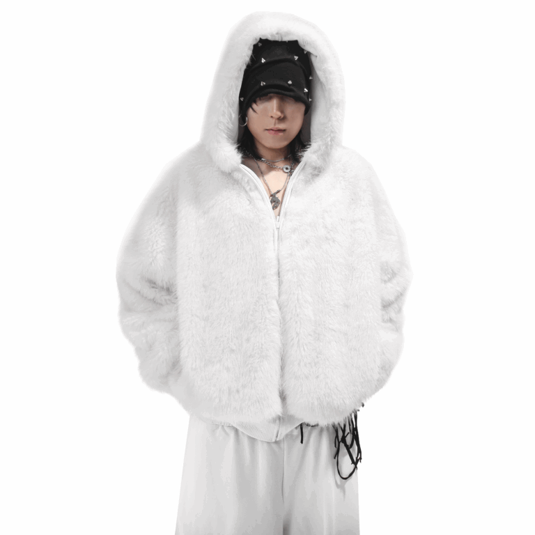 White Reversible Fur Bomber