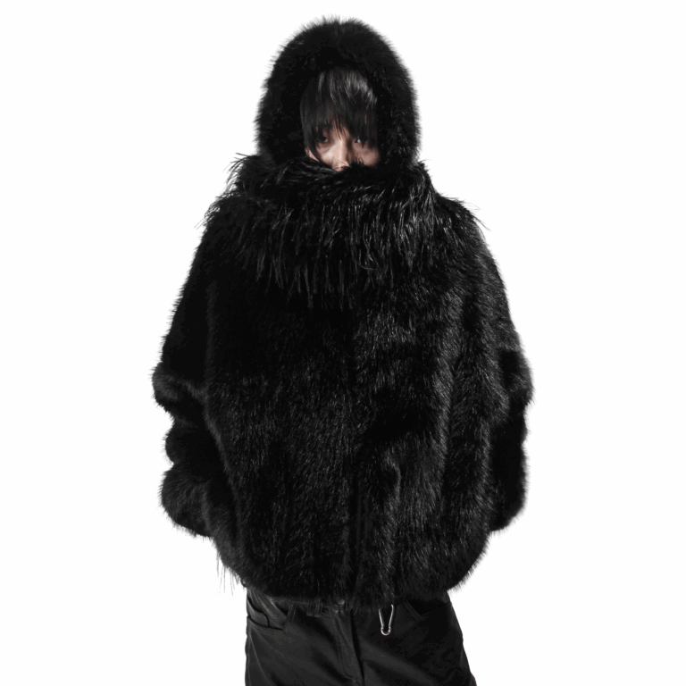 Black Reversible Fur Bomber